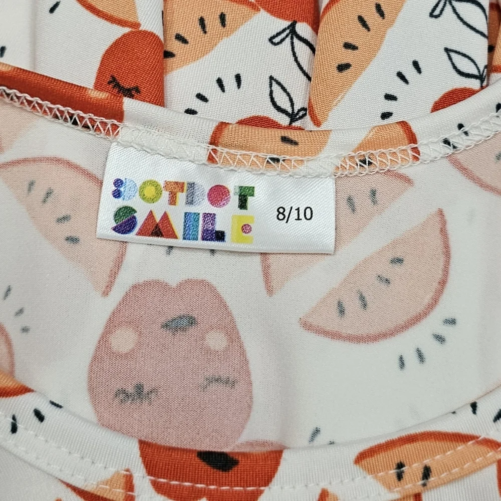 🍎 New Dot Dot Smile Girls Size 8/10 Cap Sleeve Apple Print Dress